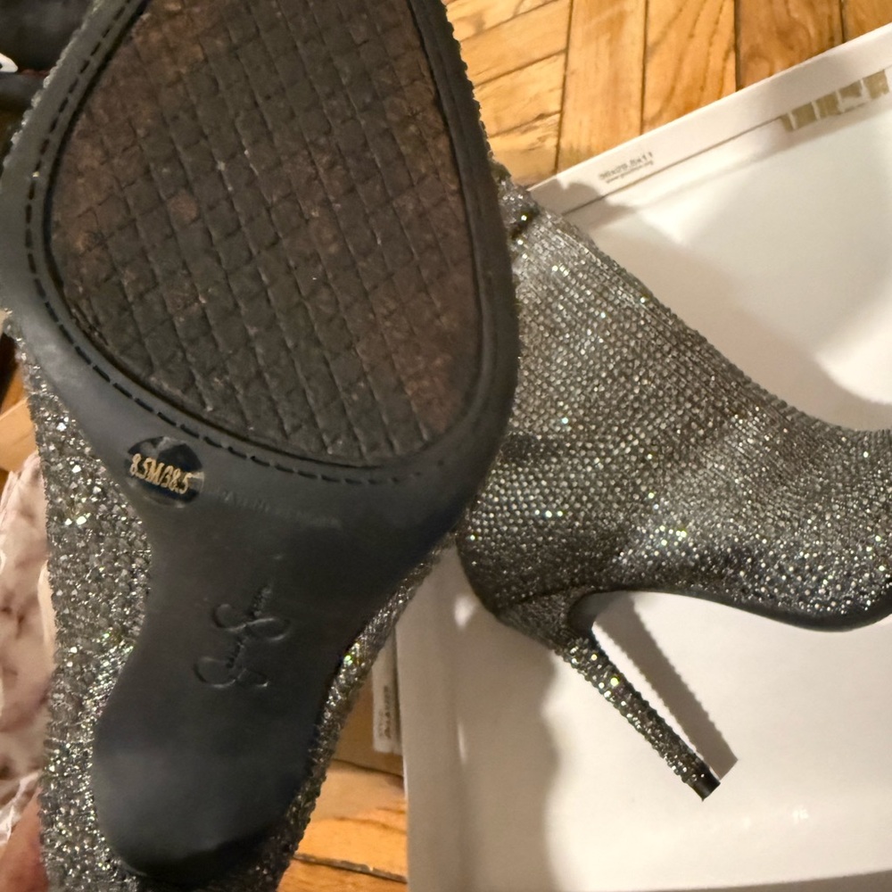 Jessica Simpson Glittering Silver Heeled Boots - Picture 5 of 8